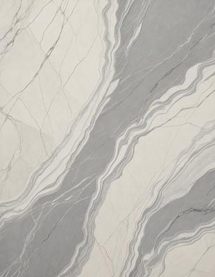 The primary subject of the image is a marble tile with a patterned design. The setting is a bathroom, as indicated by the presence of the marble tile. The visual style is a close-up of the tile, showcasing its intricate pattern. The colors and mood of the image are predominantly gray, giving it a sophisticated and elegant appearance.