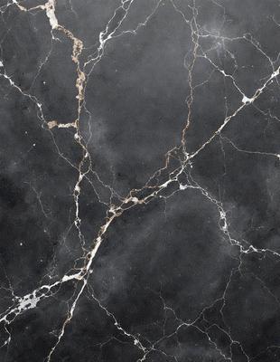 The primary subject of the image is a marble countertop with a black and gold color scheme. The setting is a kitchen, and the visual style is a close-up of the countertop. The countertop has a unique and elegant design, featuring a mix of black and gold colors. The overall atmosphere of the image is sophisticated and luxurious.
