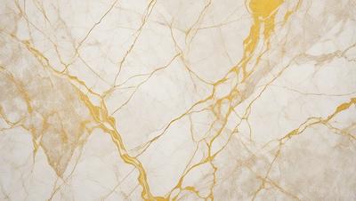 The primary subject of the image is a marble wall with a gold-colored pattern. The setting is a room with a white background. The visual style is a close-up of the marble wall, showcasing its intricate design. The colors and mood of the image are predominantly white and gold, creating a luxurious and elegant atmosphere.