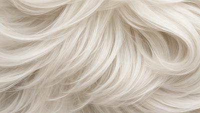 The primary subject of the image is a blonde woman with long, flowing hair. The setting is a close-up of her hair, showcasing its texture and natural beauty. The visual style is a realistic representation of the woman's hair, capturing its details and movement. The colors and mood of the image are predominantly white, giving it a clean and elegant appearance.