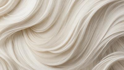 The primary subject of the image is a blonde woman's hair, which is captured in a close-up shot. The setting is a white background, which provides a clean and minimalistic look. The visual style is a photo, showcasing the woman's hair in detail. The colors in the image are predominantly white, giving it a clean and elegant appearance. The overall mood of the image is serene and focused on the beauty of the woman's hair.