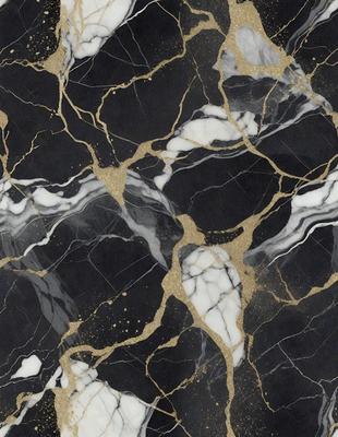 The primary subject of the image is a marble surface with gold accents. The setting is a black and white marble wall, which adds a contrasting element to the scene. The visual style is a combination of a photo and digital art, creating a unique and intricate pattern. The colors and mood of the image are predominantly black and white, with the gold accents adding a touch of warmth and sophistication.