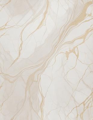 The primary subject of the image is a marble wall with a gold-colored pattern. The setting is a room with a white background. The visual style is a close-up of the marble wall, showcasing its intricate design. The colors and mood of the image are predominantly white and gold, creating a luxurious and elegant atmosphere.