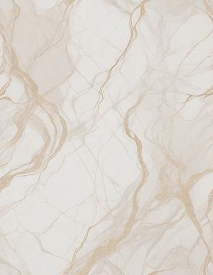 The primary subject of the image is a marble wall with a gold-colored pattern. The setting is a room with a white background, and the visual style is a close-up of the marble wall. The colors and mood of the image are predominantly white and gold, creating a luxurious and elegant atmosphere.