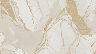 The primary subject of the image is a marble wall with a gold and white color scheme. The setting is a room with a white background, and the visual style is a close-up of the marble wall. The colors and mood of the image are elegant and sophisticated, with the gold and white elements creating a luxurious and refined atmosphere.