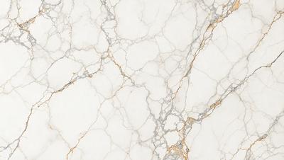 The primary subject of the image is a marble wall with a white and gold color scheme. The setting is a room with a white marble surface, which adds to the overall atmosphere. The visual style is a close-up of the marble wall, showcasing its intricate patterns and textures. The colors and mood of the image are elegant and sophisticated, with the white marble providing a clean and timeless appearance.