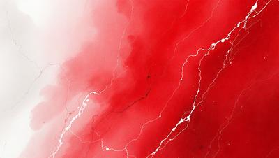 The primary subject of the image is a red, swirling, and textured surface, which appears to be a marbled or patterned material. The setting is a white background, which contrasts with the red surface. The visual style is a combination of digital art and illustration, creating a dynamic and eye-catching design. The colors and mood of the image are predominantly red, with a bold and vibrant atmosphere.