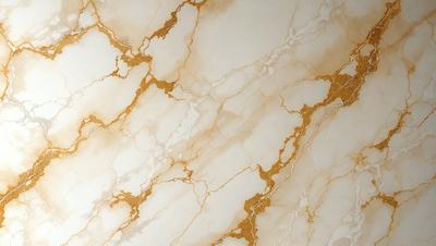 The primary subject of the image is a marble wall with a gold-colored pattern. The setting is a room with a white background. The visual style is a close-up of the marble wall, showcasing its intricate design. The colors and mood of the image are predominantly white and gold, giving it a luxurious and elegant appearance.