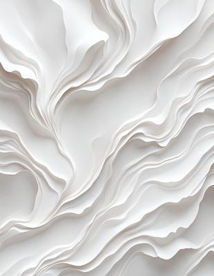 The primary subject of the image is a large, white, textured wall. The setting is a room with a white background, and the visual style is a combination of a photo and digital art. The dominant colors are white, and the overall atmosphere is clean and minimalistic.