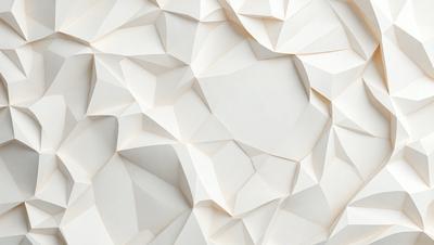 The primary subject of the image is a white wall with a pattern of white triangles. The setting is a room with a white background. The visual style is a combination of digital art and illustration, creating a unique and interesting pattern. The dominant colors are white, which gives the wall a clean and minimalist appearance. The overall atmosphere is calm and uncluttered, with the white triangles adding a touch of visual interest to the otherwise simple room.