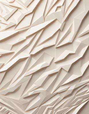The primary subject of the image is a large, white, textured wall with a unique design. The setting is a room with the wall as the main focus. The visual style is a combination of digital art and illustration, creating a modern and artistic appearance. The dominant colors are white and beige, giving the wall a clean and neutral appearance. The overall atmosphere is one of creativity and innovation, as the wall's design is both intricate and visually appealing.