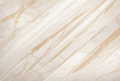 The primary subject of the image is a marble wall with a pattern of gold and white stripes. The setting is a room with a white background, which creates a clean and elegant atmosphere. The visual style is a close-up of the marble wall, showcasing the intricate pattern and texture of the material. The colors and mood of the image are predominantly white and gold, giving it a luxurious and sophisticated appearance.