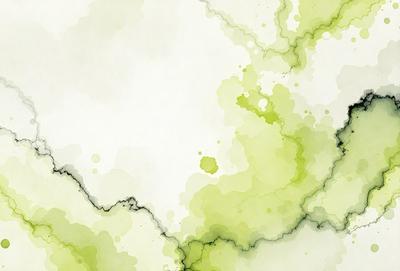 The primary subject of the image is a green, swirling, and splashy pattern. The setting is a white background, which contrasts with the green pattern. The visual style is a combination of digital art and illustration, creating a unique and vibrant appearance. The colors and mood are predominantly green, with a lively and energetic atmosphere.