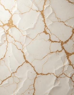 The primary subject of the image is a marble wall with a gold-like texture. The setting is a room with a white background. The visual style is a close-up of the marble wall, showcasing its unique texture. The colors and mood of the image are predominantly white and gold, giving it a luxurious and elegant appearance.