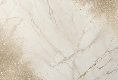 The primary subject of the image is a marble wall with a gold-colored pattern. The setting is a room with a white marble surface. The visual style is a combination of a photo and digital art, creating a unique and eye-catching design. The dominant colors are gold and white, giving the wall a luxurious and elegant appearance.