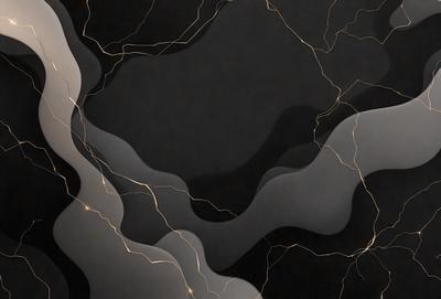 The primary subject of the image is a black and white photo of a patterned surface. The setting is a dark background, and the visual style is a close-up of the pattern. The dominant colors are black and white, creating a moody atmosphere.