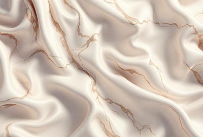 The primary subject of the image is a marble-like texture, which is the main focus of the image. The setting is a white background, and the visual style appears to be a digital art or illustration. The dominant colors are white and gold, creating a luxurious and elegant atmosphere.