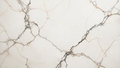 The image features a white marble wall with a pattern of yellow veins. The wall appears to be cracked, giving it a unique and interesting texture. The overall atmosphere of the image is clean and elegant, with the marble wall serving as a striking focal point.