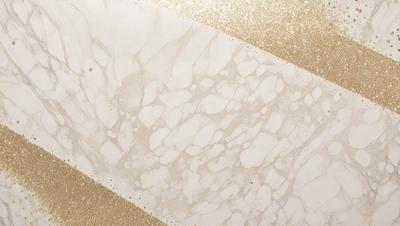 The primary subject of the image is a marble-like surface with a gold and white color scheme. The setting is a white marble countertop, and the visual style is a combination of photo and digital art. The colors and mood of the image are elegant and sophisticated, with the gold and white tones creating a luxurious and refined atmosphere.