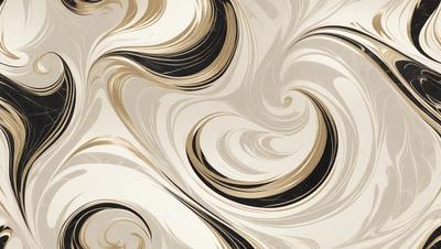 The primary subject of the image is a patterned wallpaper with a black and white color scheme. The setting is a room with a patterned wallpaper on the wall. The visual style is a combination of a photo and digital art, creating a unique and artistic appearance. The dominant colors are black and white, giving the image a classic and elegant feel.