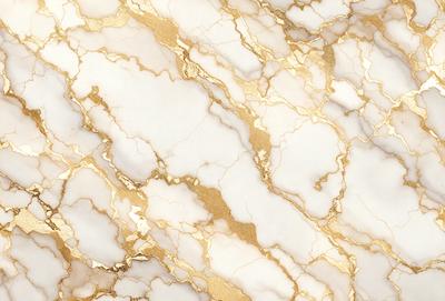 The primary subject of the image is a marble wall with a gold-colored pattern. The setting is a room with a white marble surface. The visual style is a close-up of the marble wall, showcasing the intricate gold pattern. The colors and mood of the image are predominantly white and gold, creating a luxurious and elegant atmosphere.