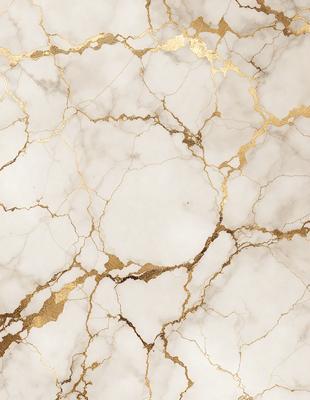 The primary subject of the image is a marble surface with a gold-like pattern. The setting is a white marble countertop, and the visual style is a close-up of the marble surface. The colors and mood of the image are predominantly white and gold, giving it a luxurious and elegant appearance.
