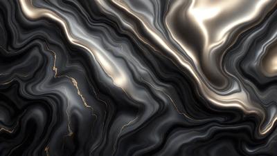 The primary subject of the image is a close-up of a black and silver patterned surface, possibly a wall or a piece of art. The setting appears to be a dark room, with the patterned surface being the main focus. The visual style of the image is a combination of photo and digital art, creating a unique and intriguing appearance. The colors and mood of the image are predominantly dark, with the silver and black pattern providing a contrasting element.