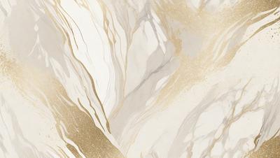 The primary subject of the image is a white marble wall with gold accents. The setting is a rocky mountainous area, with the marble wall serving as the main object of the scene. The visual style is a combination of digital art and illustration, creating a unique and intricate design. The dominant colors are white and gold, giving the image a luxurious and elegant appearance.
