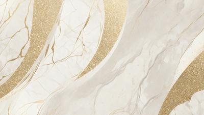 The primary subject of the image is a marble wall with a gold design. The setting is a room with a white background. The visual style is a combination of a photo and digital art, creating a unique and intricate design. The dominant colors are gold and white, giving the wall a luxurious and elegant appearance.