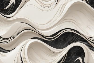 The primary subject of the image is a white, flowing, and swirling pattern, which appears to be a digital art or illustration. The setting is a black background, which contrasts with the white pattern. The visual style suggests that the image is a creative and artistic representation of a flowing, swirling motion. The colors and mood of the image are predominantly white, giving it a clean and elegant appearance.