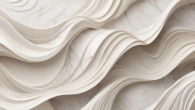 The primary subject of the image is a marble wall with a unique and intricate design. The setting is a room with a white marble wall, which serves as the background. The visual style of the image is a combination of photo and digital art, creating a realistic yet artistic representation of the marble wall. The colors and mood of the image are predominantly white, giving it a clean and elegant appearance.