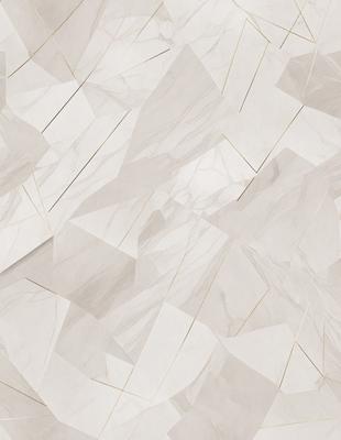 The primary subject of the image is a marble tile floor with a patterned design. The setting is a room with a white marble wall, which complements the floor. The visual style is a close-up of the floor, showcasing the intricate pattern and texture of the marble. The colors and mood of the image are predominantly white, giving it a clean and elegant appearance.