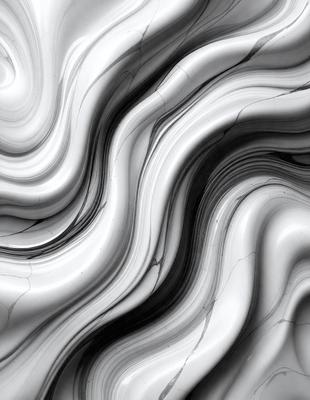 The primary subject of the image is a marble-like pattern, which appears to be a close-up of a marble surface. The setting is a black and white photograph, giving the image a classic and timeless feel. The visual style is a combination of a photo and a drawing, creating a unique and intricate pattern. The colors and mood of the image are predominantly black and white, with a touch of gray, giving it a sophisticated and elegant appearance.