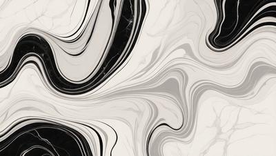 The primary subject of the image is a black and white marble patterned wall. The setting is a room with a white background. The visual style is a combination of a photo and digital art, creating a unique and intricate design. The dominant colors are black and white, giving the image a classic and elegant appearance.