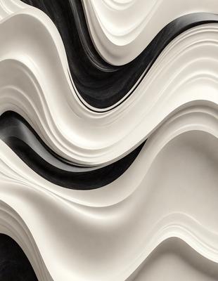 The primary subject of the image is a white and black patterned wall. The setting is a room with a black and white patterned wallpaper. The visual style is a digital art or illustration, creating a unique and artistic appearance. The dominant colors are white and black, giving the wall a modern and sophisticated look.