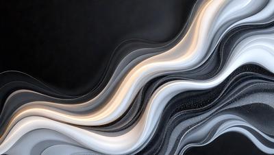 The primary subject of the image is a pattern of light and dark stripes, which creates a visually striking and dynamic scene. The setting is a black background, which contrasts with the light and dark stripes, emphasizing their shapes and patterns. The visual style of the image is a combination of digital art and illustration, as it appears to be a digital creation with a hand-drawn quality. The colors and mood of the image are predominantly black and white, with the light and dark stripes creating a sense of
