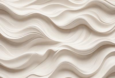 The primary subject of the image is a large, white, textured wall. The setting is a room with a white background, and the visual style appears to be a combination of a photo and digital art. The dominant colors are white, and the overall atmosphere is clean and minimalistic.
