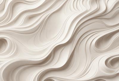 The primary subject of the image is a large, white, textured wall. The setting is a room with a white background, and the visual style appears to be a combination of a photo and digital art. The dominant colors are white, and the overall atmosphere is clean and minimalistic.