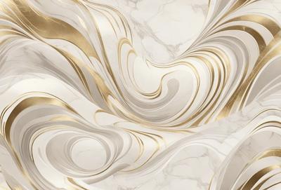 The primary subject of the image is a marble wall with a gold and white pattern. The setting is a room with a white marble surface. The visual style is a combination of digital art and illustration, creating a unique and intricate design. The dominant colors are gold and white, giving the wall a luxurious and elegant appearance.