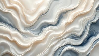 The primary subject of the image is a white and blue marbled wall. The setting is a room with a white and blue marbled wall as the main focus. The visual style is a close-up of the marbled wall, showcasing its intricate patterns. The colors and mood of the image are predominantly white and blue, creating a calm and serene atmosphere.