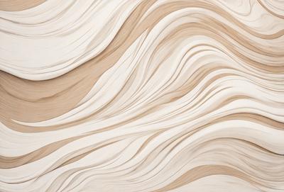 The primary subject of the image is a large, white, and brown wave pattern. The setting is a wall, and the visual style appears to be a combination of a photo and a drawing. The dominant colors are white and brown, creating a natural and earthy atmosphere.