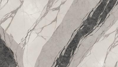 The primary subject of the image is a marble-like surface with a pattern of black and white stripes. The setting is a wall, and the visual style appears to be a combination of a photo and a drawing. The colors and mood of the image are predominantly black and white, giving it a classic and elegant appearance.