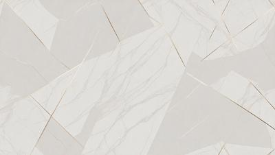 The primary subject of the image is a white marble tile. The setting is a white tile floor, and the visual style is a close-up of the tile. The colors and mood of the image are predominantly white, giving it a clean and elegant appearance.