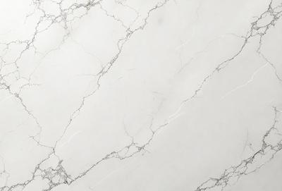 The primary subject of the image is a white marble wall with a pattern of white and grey veins. The setting is a room with a white marble floor. The visual style is a close-up of the marble wall, showcasing its unique texture and pattern. The colors and mood of the image are predominantly white and grey, giving it a clean and elegant appearance.