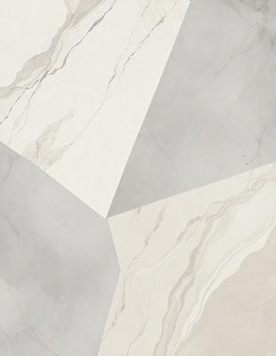 The primary subject of the image is a marble tile with a white and grey color scheme. The setting is a bathroom, as indicated by the presence of a marble countertop. The visual style is a close-up of the marble tile, showcasing its texture and pattern. The colors and mood of the image are predominantly neutral, with a touch of elegance and sophistication.
