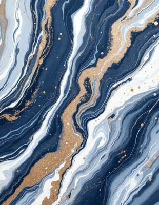 The primary subject of the image is a blue and gold swirl pattern, which is the main focus of the image. The setting is a blue and gold swirl patterned wallpaper, which serves as the backdrop for the scene. The visual style of the image is a digital art or illustration, as it is a well-crafted and detailed design. The dominant colors in the image are blue and gold, creating a sense of elegance and sophistication.