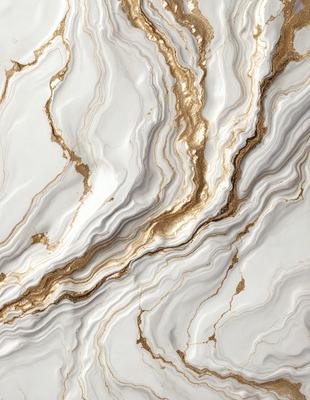 The primary subject of the image is a marble wall with a gold and white color scheme. The setting is a room with a marble countertop, and the visual style is a close-up of the marble wall. The colors and mood of the image are elegant and luxurious, with the gold and white tones creating a sophisticated and refined atmosphere.