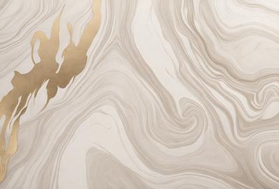 The primary subject of the image is a wall with a patterned design. The setting is a room with a white marble wall, and the visual style is a combination of digital art and illustration. The dominant colors are white and gold, creating a luxurious and elegant atmosphere.