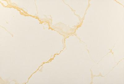 The primary subject of the image is a marble wall with a gold-colored design. The setting is a room with a white background, and the visual style is a close-up of the marble wall. The colors and mood of the image are predominantly white and gold, creating a luxurious and elegant atmosphere.