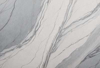 The primary subject of the image is a marble countertop with a white and grey color scheme. The setting is a kitchen or bathroom, as the countertop is a part of a larger surface. The visual style is a drawing or illustration, showcasing the intricate patterns and textures of the marble. The colors and mood of the image are elegant and sophisticated, with the white and grey tones creating a clean and refined atmosphere.